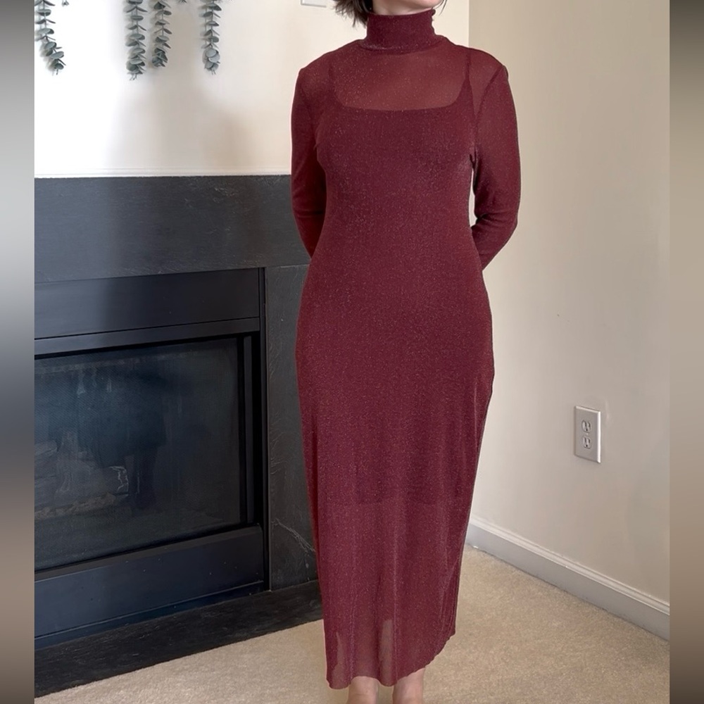 Wild Fable Deep Red Long Sleeve Dress